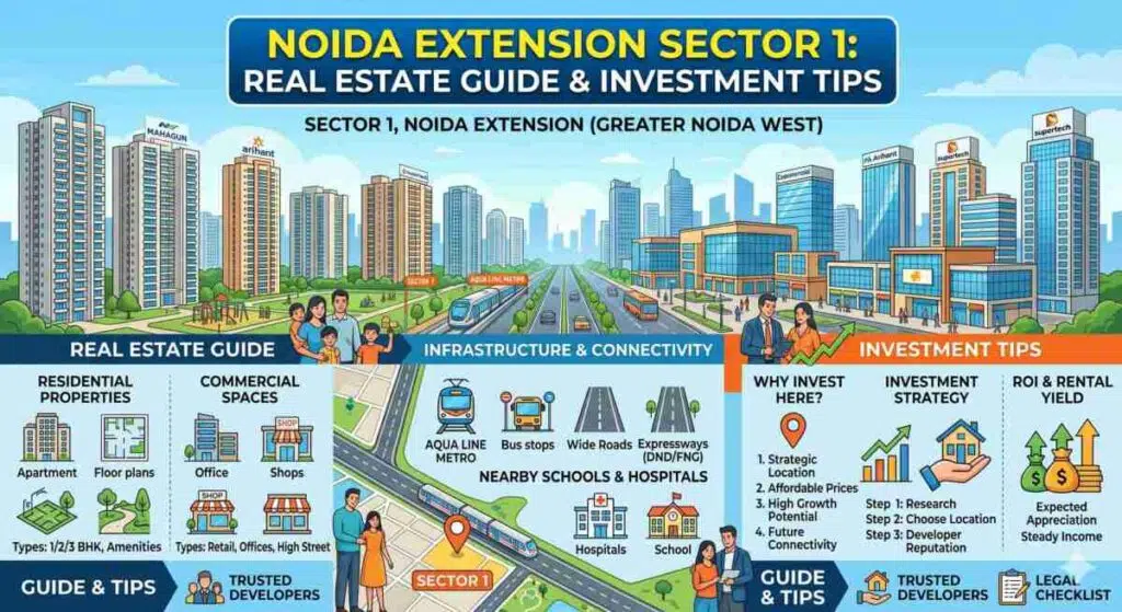 Noida Extension Sector 1: Real Estate Guide & Investment Tips 1 Noida Extension Sector 1 Pic