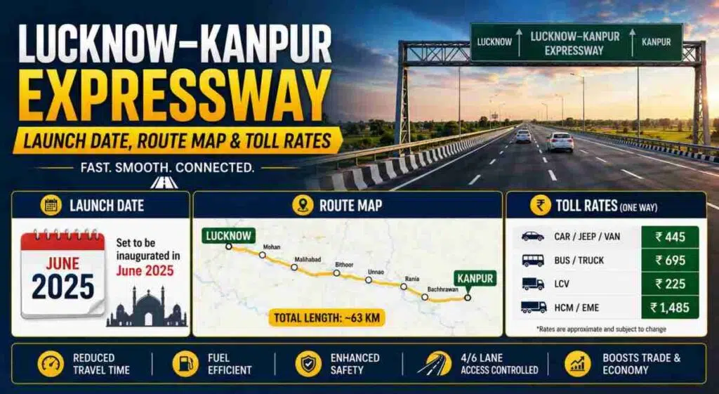 Lucknow-Kanpur Expressway: Launch Date, Route Map & Toll Rates 1 Lucknow Kanpur Expressway