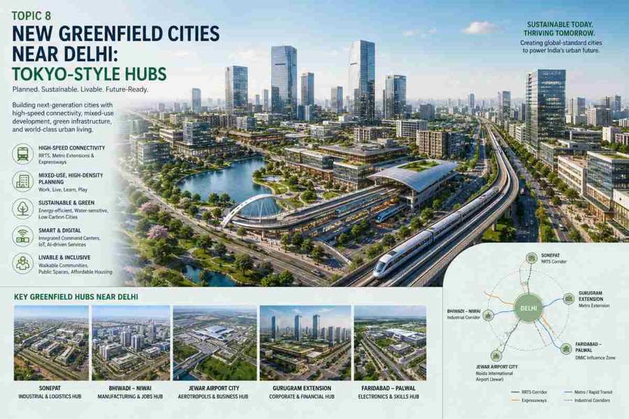 8 New Greenfield Cities Near Delhi: Tokyo-Style Hubs