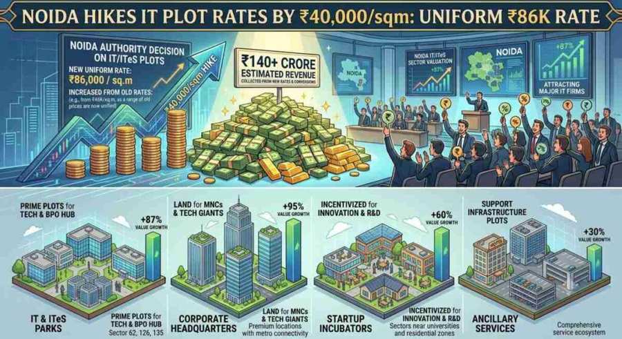 Noida Hikes IT Plot Rates by ₹40,000/sqm: Uniform ₹86K Rate 1 IT Plot Rates